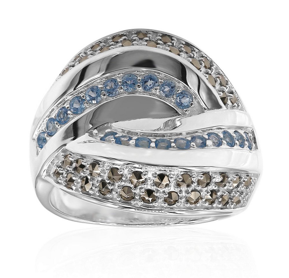 Cavill Silberring Cavill Ring 0,38 ct blau Topas, 0,53 ct Markasit, Silber 925 (1-tlg) von Cavill