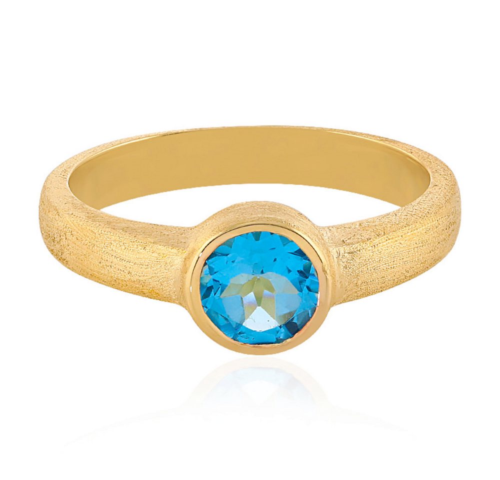 Cavill Solitärring Cavill Ring 0,87 ct Blautopas, 925 Silber vergoldet, Rundschliff (1-tlg) von Cavill