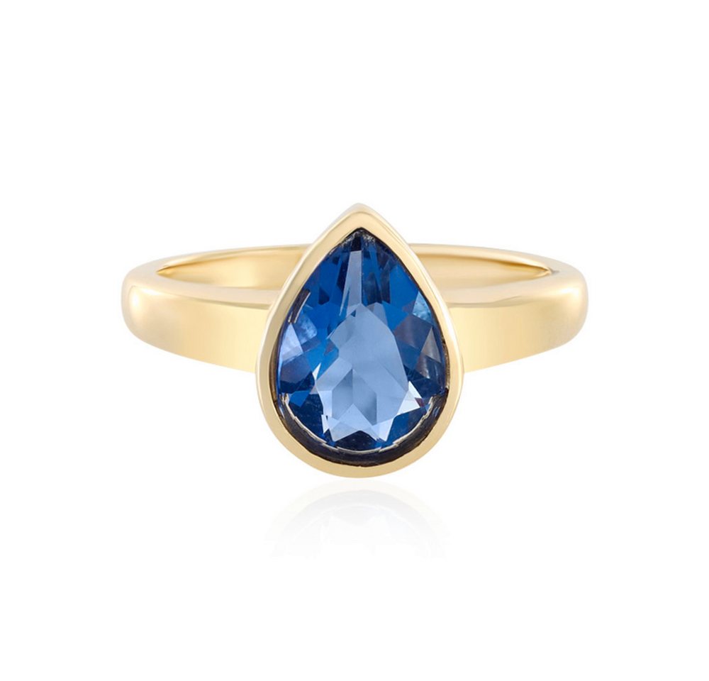 Cavill Solitärring Farbwechsel-Fluorit Ring 2,07 ct Tropfen, 925 Silber vergoldet (1-tlg) von Cavill