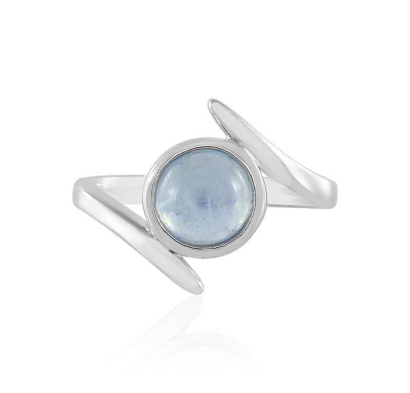 Cavill Solitärring Cavill Ring 1,228 ct Aquamarin Rund Cabochon 925 Silber Platiniert (1-tlg) von Cavill