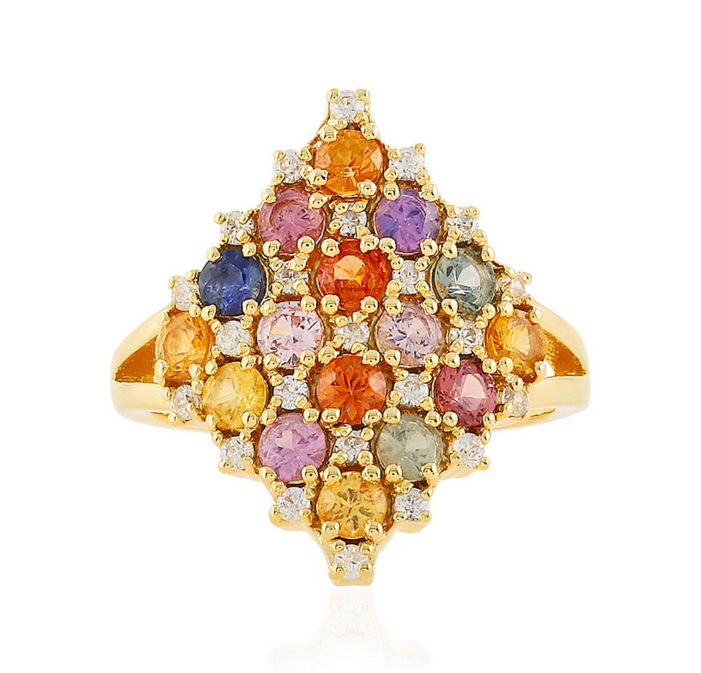 Cavill Silberring Cavill Sterlingsilber Ring, vergoldet, 2,06 ct Saphir, 0,51 ct Zirkon (1-tlg) von Cavill