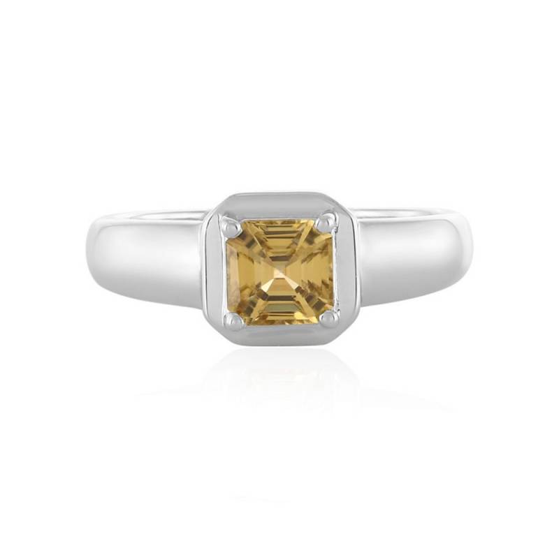 Cavill Solitärring Cavill Ring 1,69 ct Gelber Zirkon, Oktagon, 925 Silber rhodiniert (1-tlg) von Cavill
