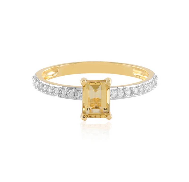 Cavill Silberring Cavill Ring Sterlingsilber vergoldet, 0,99 ct Gelber Beryll, Zirkone (1-tlg) von Cavill