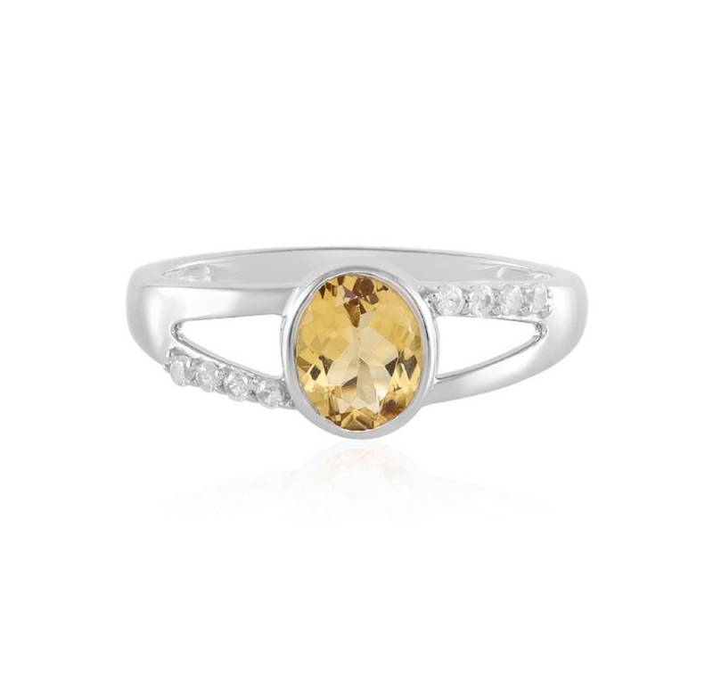 Cavill Silberring Cavill Ring Gelber Beryll 0,92 ct mit Zirkon 0,17 ct platin Silber (1-tlg) von Cavill