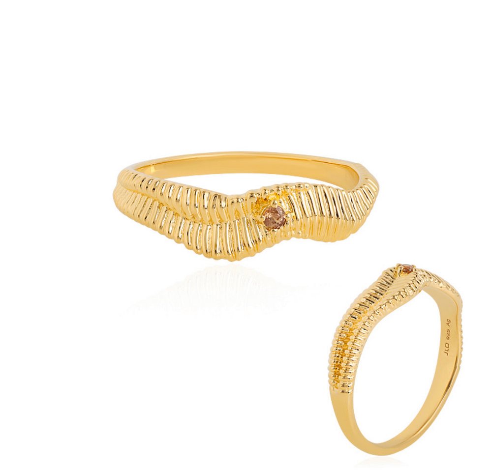 Cavill Silberring Sunshine Gelber Zirkon Goldplattierter Silberring, Tansania, 0,053ct (1-tlg) von Cavill