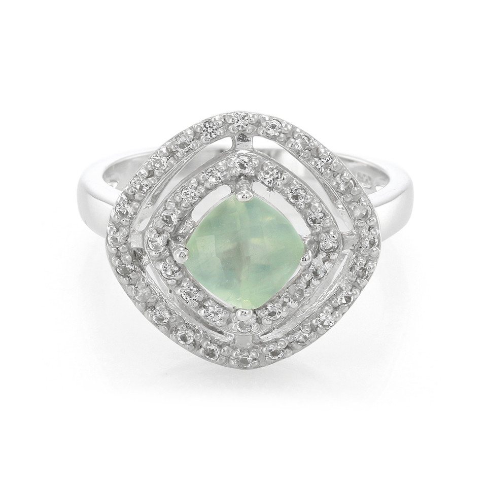 Cavill Silberring Australischer Prehnit 925 Silber Ring, 1,18ct Kissen-Schliff (1-tlg) von Cavill