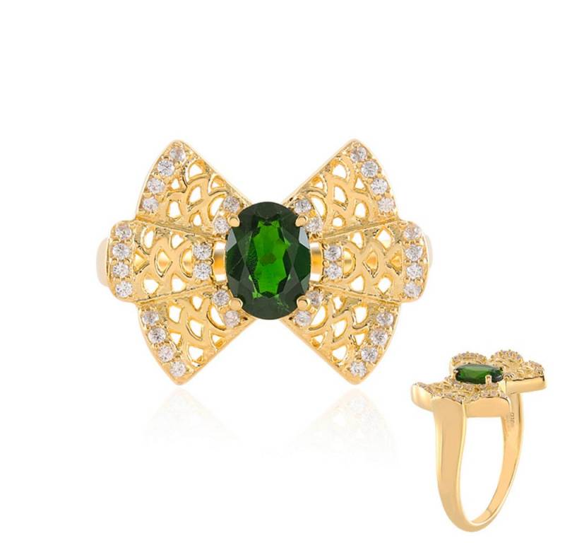 Cavill Silberring Cavill Ring Sterlingsilber vergoldet 0,68 ct Diopsid Zirkone grün oval (1-tlg) von Cavill