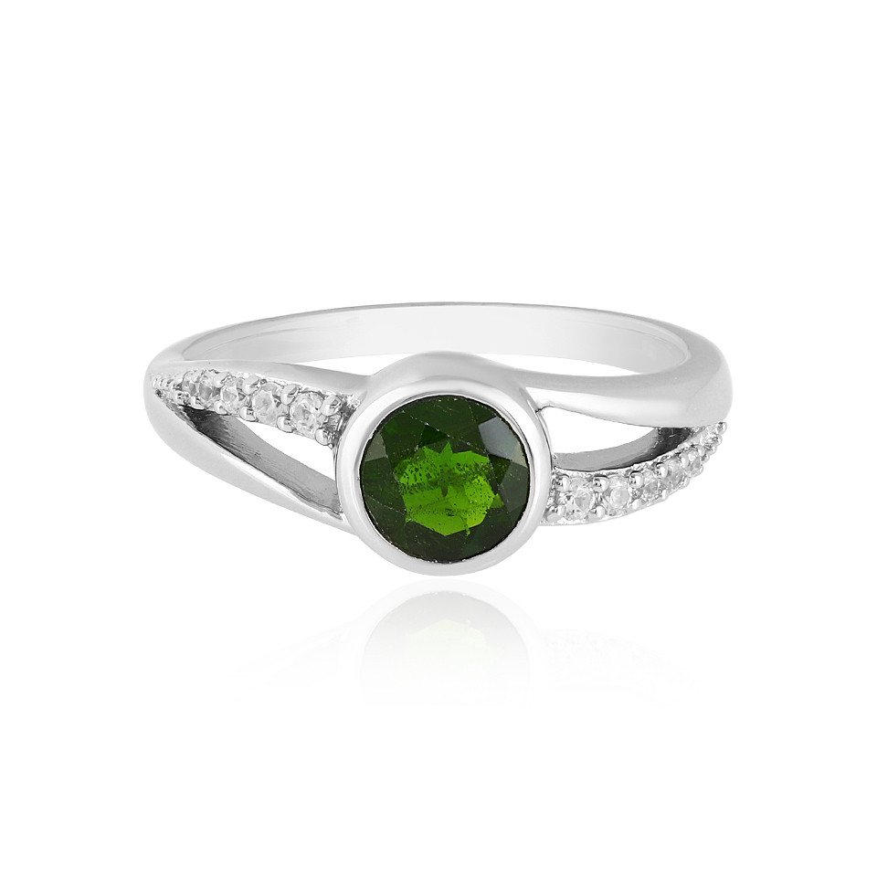 Cavill Silberring Russischer Diopsid 0,75ct Platin-Plattierter Silber Ring (1-tlg) von Cavill