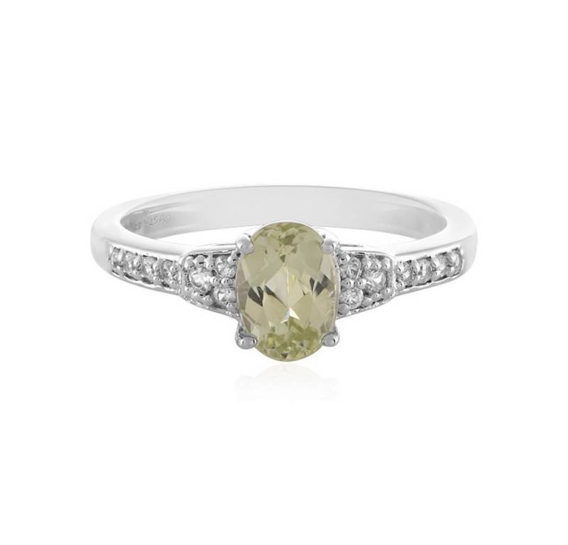 Cavill Silberring Cavill Ring Kanariengelber Kunzit 1,02 ct in Silber 925, Zirkone Pavé (1-tlg) von Cavill