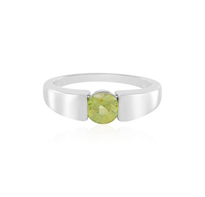 Cavill Solitärring Cavill Sterlingsilberring mit 0,96 ct grünem Sphen, Platin-besch. (1-tlg) von Cavill