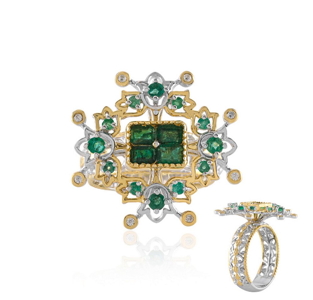 Cavill Silberring Cavill Ring 925 Sterlingsilber mit 1,11 ct Sambia-Smaragd & Zirkone (1-tlg) von Cavill