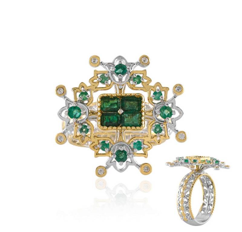 Cavill Silberring Cavill Ring 925 Sterlingsilber mit 1,11 ct Sambia-Smaragd & Zirkone (1-tlg) von Cavill