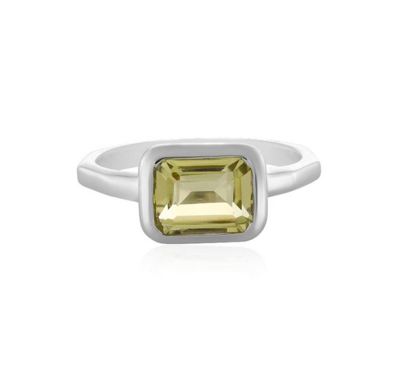 Cavill Solitärring Limonen-Quarz Silberring 925 Silber, platinierte Fassung 1,65 ct (1-tlg) von Cavill