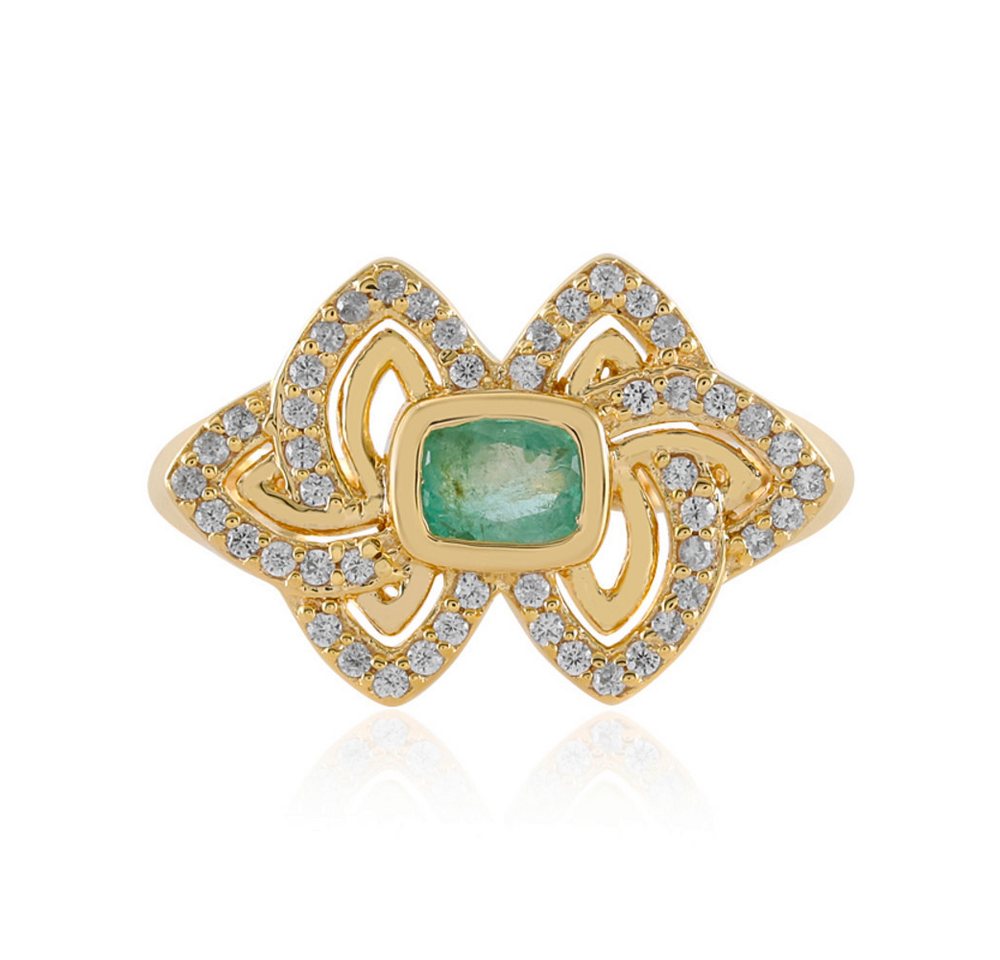 Cavill Silberring Cavill Ring 0,32 ct Kolumbianischer Smaragd, vergoldet Silber (1-tlg) von Cavill