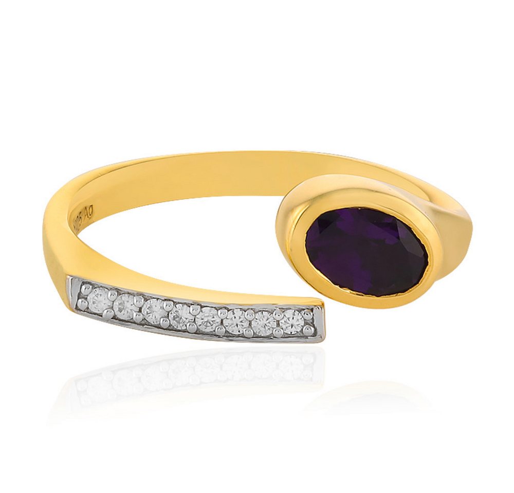 Cavill Solitärring Cavill Ring Amethyst 0,77 ct Oval 925 Silber vergoldet Zirkon Damen (1-tlg) von Cavill