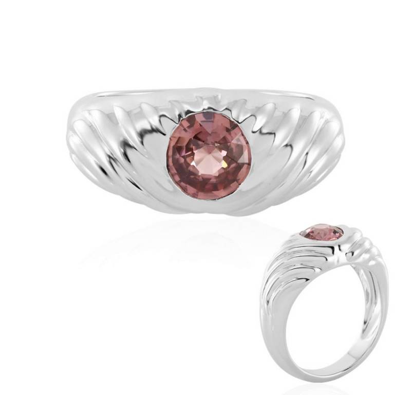 Cavill Solitärring 925er Sterling Silberring mit 1,55 ct rosa Zirkon und Wellenmuster (1-tlg) von Cavill