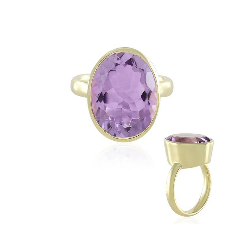 J Classics Silberring Brasilianischer Lavendel-Amethyst Ring aus vergoldetem Silber, 7,3ct (1-tlg) von J Classics