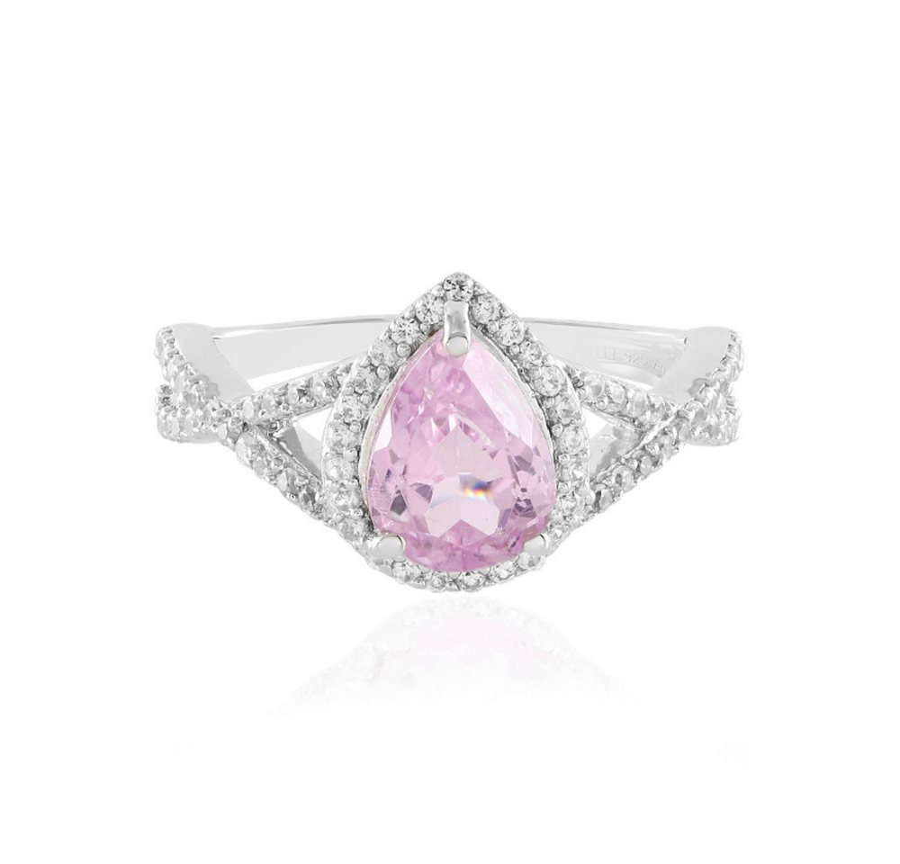 Cavill Silberring Kunzit Silberring 925 plattiert, 1,87 ct Tropfen, Zirkon Halo (1-tlg) von Cavill