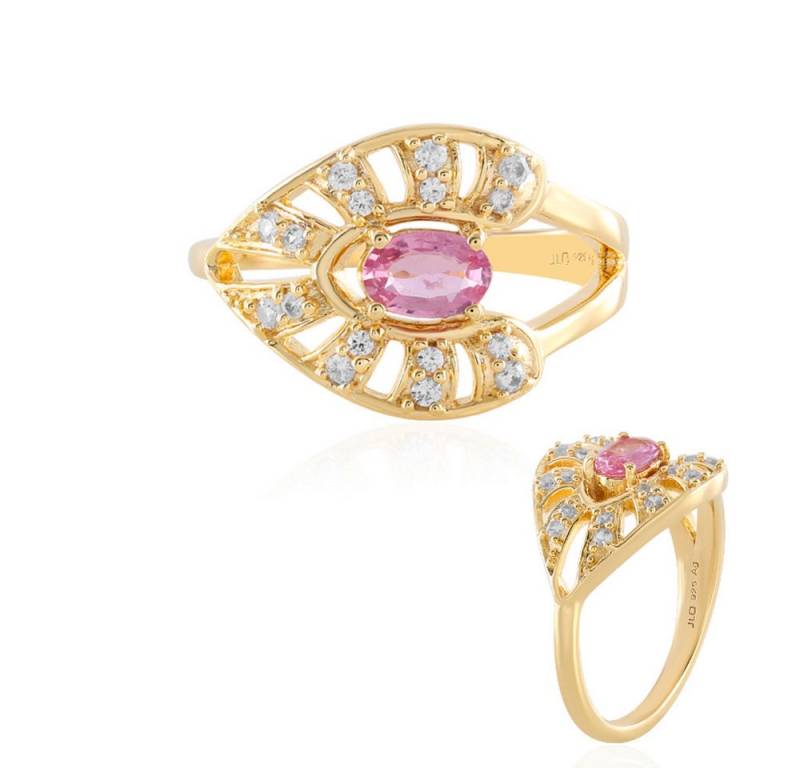 Cavill Silberring Cavill Ring vergoldet 925 Silber, 0,41 ct pink Ceylon-Saphir oval (1-tlg) von Cavill