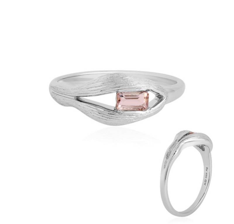 Cavill Solitärring Silberring 0,31 ct pink Turmalin Oktagon, platiniert, elegant (1-tlg) von Cavill