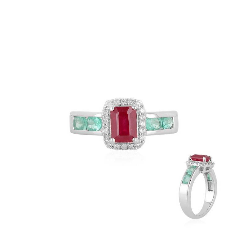 J Classics Silberring Madagaskar Bemainty Rubin & Smaragd Silber Ring, 2,478ct (1-tlg) von J Classics
