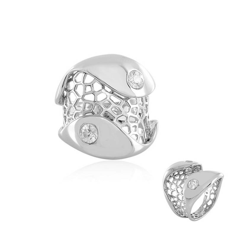 Cavill Silberring Sterlingsilberring 0,78 ct Kambodscha Zirkon, platin, rund, Gr. 16 (1-tlg) von Cavill