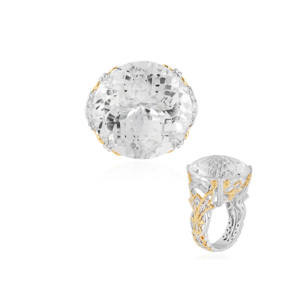 Cavill Silberring Madagaskar Weißer Quarz & Zirkon Silber Ring, 25,65ct (1-tlg) von Cavill