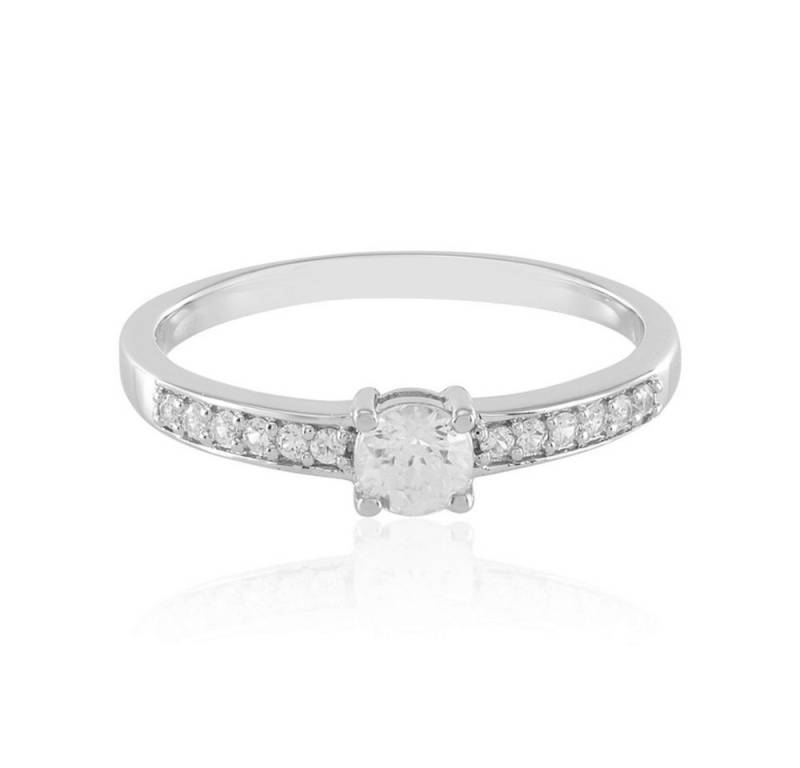 Cavill Silberring Cavill Ring Silber 925 mit 0,65 ct Zirkon, Platinplattiert, Damen (1-tlg) von Cavill
