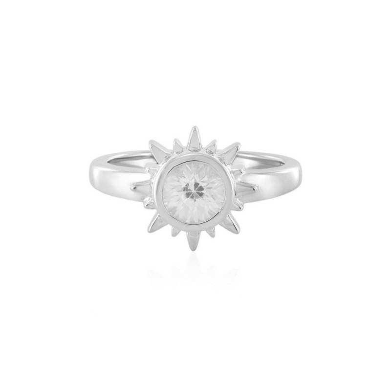 Cavill Solitärring Cavill Zirkonring 1,24 ct platinierter Sterlingsilberring mit Sonne (1-tlg) von Cavill