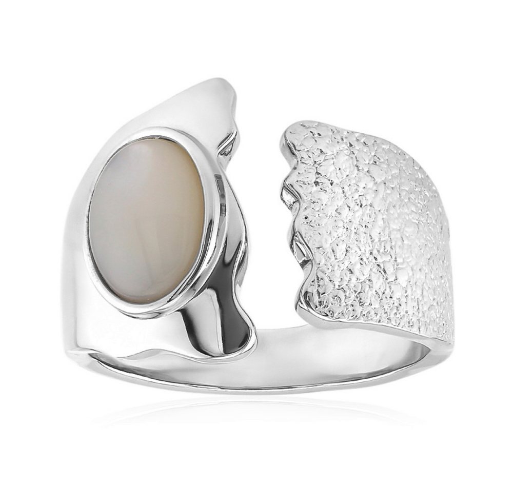 Cavill Solitärring Cavill Perlmutt Ring 9x7mm, platinierter 925 Silber, modern elegant (1-tlg) von Cavill