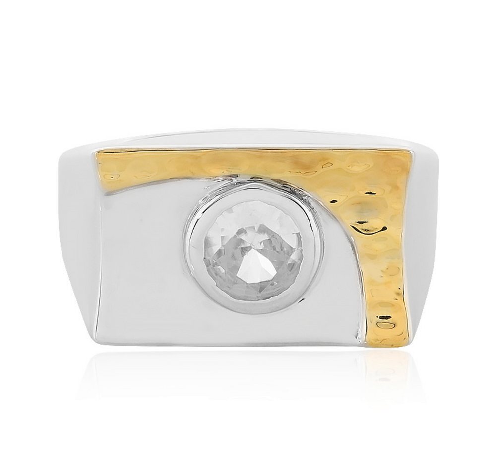 Cavill Solitärring Zirkon-Silberring 0,92 ct, 925 Sterling, goldfarbene Akzente, elegant (1-tlg) von Cavill