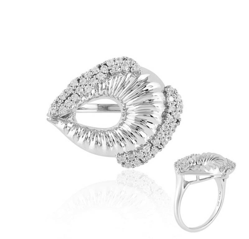 Cavill Silberring Cavill Zirkon Damenring 0,63 ct Rundschliff, Sterlingsilber platinpl. (1-tlg) von Cavill