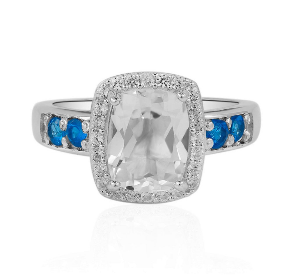 Cavill Silberring Weißer Topas 2,25 ct Ring mit Neon-Apatiten und Zirkonen, 925 Silber (1-tlg) von Cavill