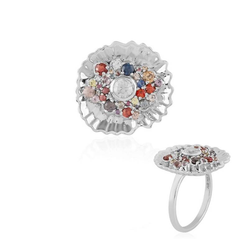 Cavill Silberring Cavill Ring Sterlingsilber 1,33 ct Zirkon Platin Saphir Blüte (1-tlg) von Cavill