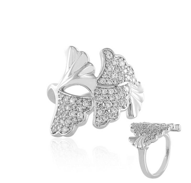 Cavill Silberring Cavill Sterling Silberring 0,91 ct Zirkon Blatt-Design Damenring (1-tlg) von Cavill