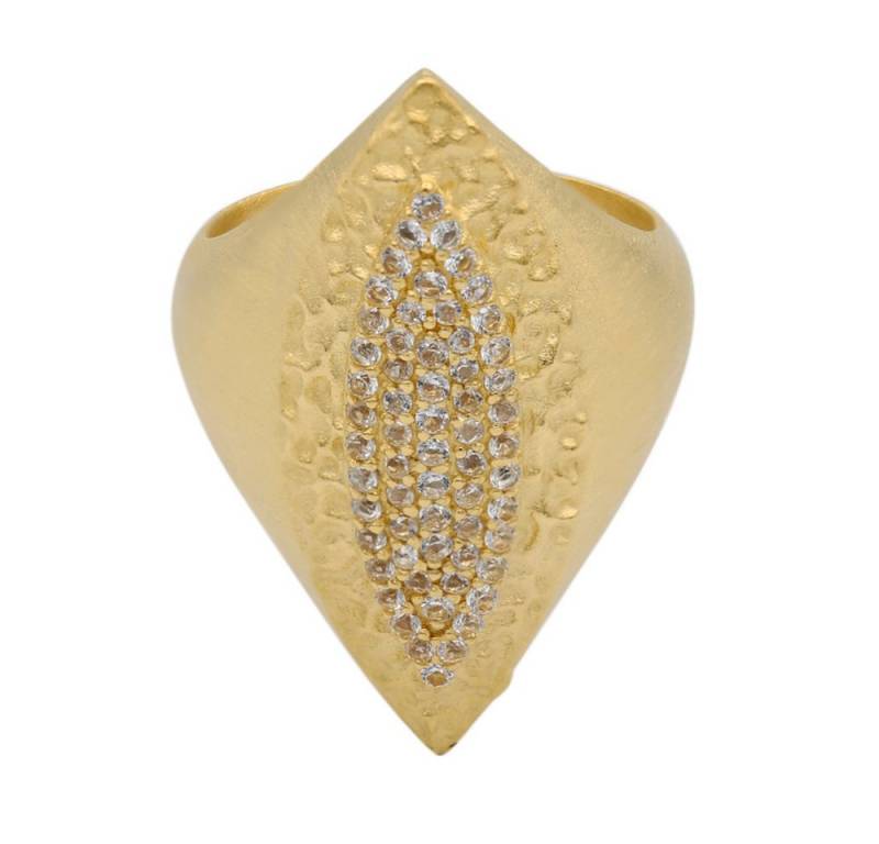 Cavill Silberring Cavill Damenring 0,49 ct weißer Topas, Sterlingsilber vergoldet, Blatt (1-tlg) von Cavill