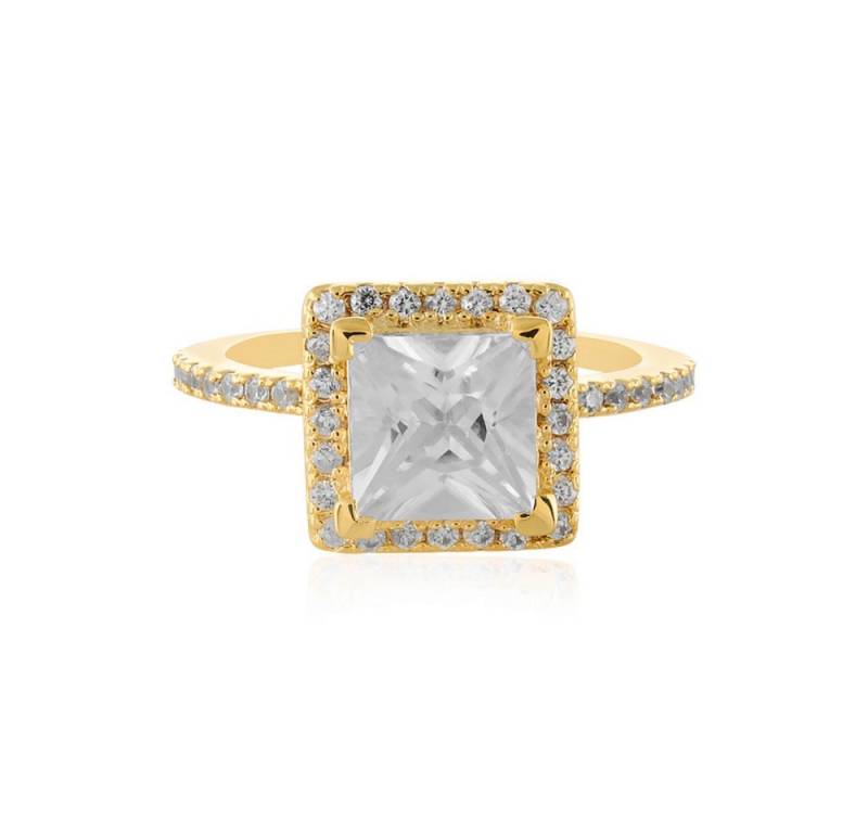 Cavill Silberring Cavill Ring Sterlingsilber vergoldet 2,98 ct Prinzessschliff Halo (1-tlg) von Cavill