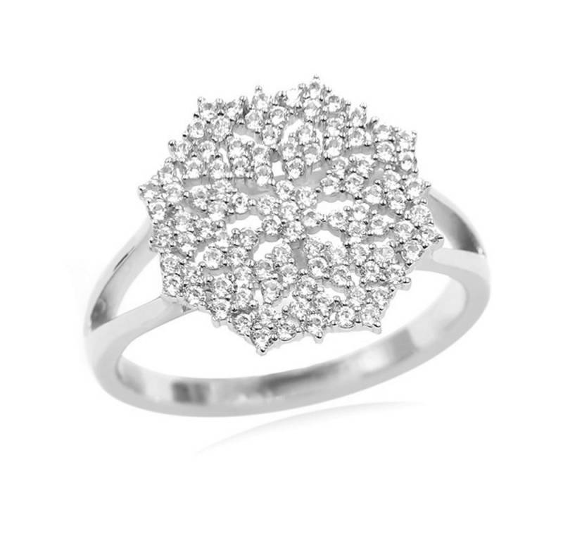 Cavill Silberring Cavill Silberring 0,89 ct Zirkon Pavé 925 Silber Platinblüte (1-tlg) von Cavill