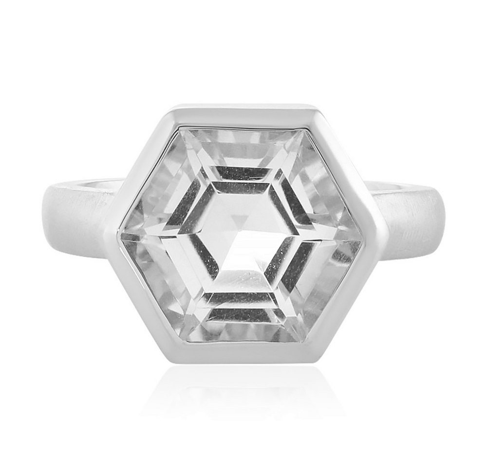 Cavill Solitärring Cavill Damenring 925 Sterling Silber 3,91 ct weißer Quarz, sechseckig (1-tlg) von Cavill