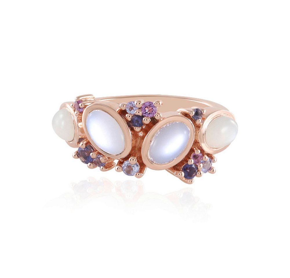 Cavill Silberring Cavill Ring 2,5 ct Mondstein rosévergoldet Silber Iolith Amethyst (1-tlg) von Cavill