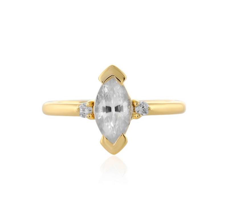 Cavill Silberring Zirkonring, 925er Sterlingsilber vergoldet, 1,57 ct, Marquise, elegant (1-tlg) von Cavill
