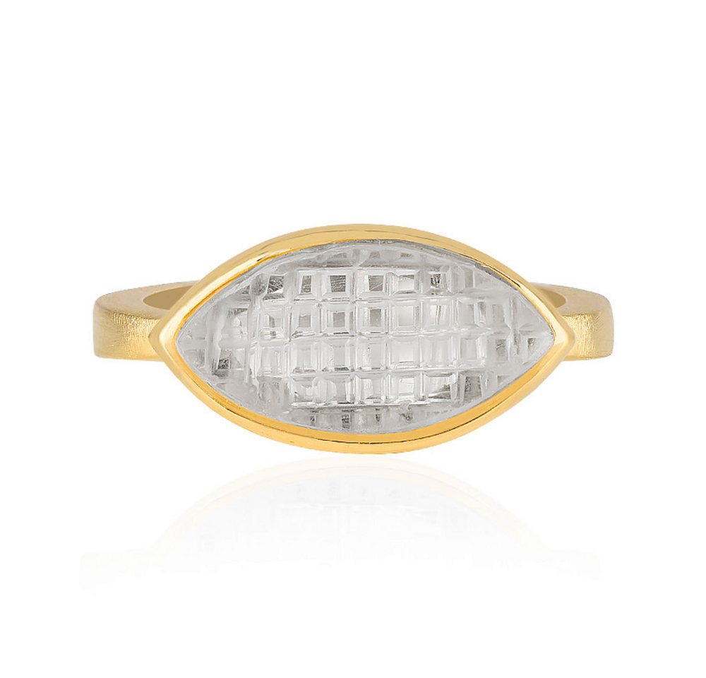 Cavill Solitärring Cavill Ring Weißer Quarz 2,74 ct Marquise Sterlingsilber vergoldet (1-tlg) von Cavill