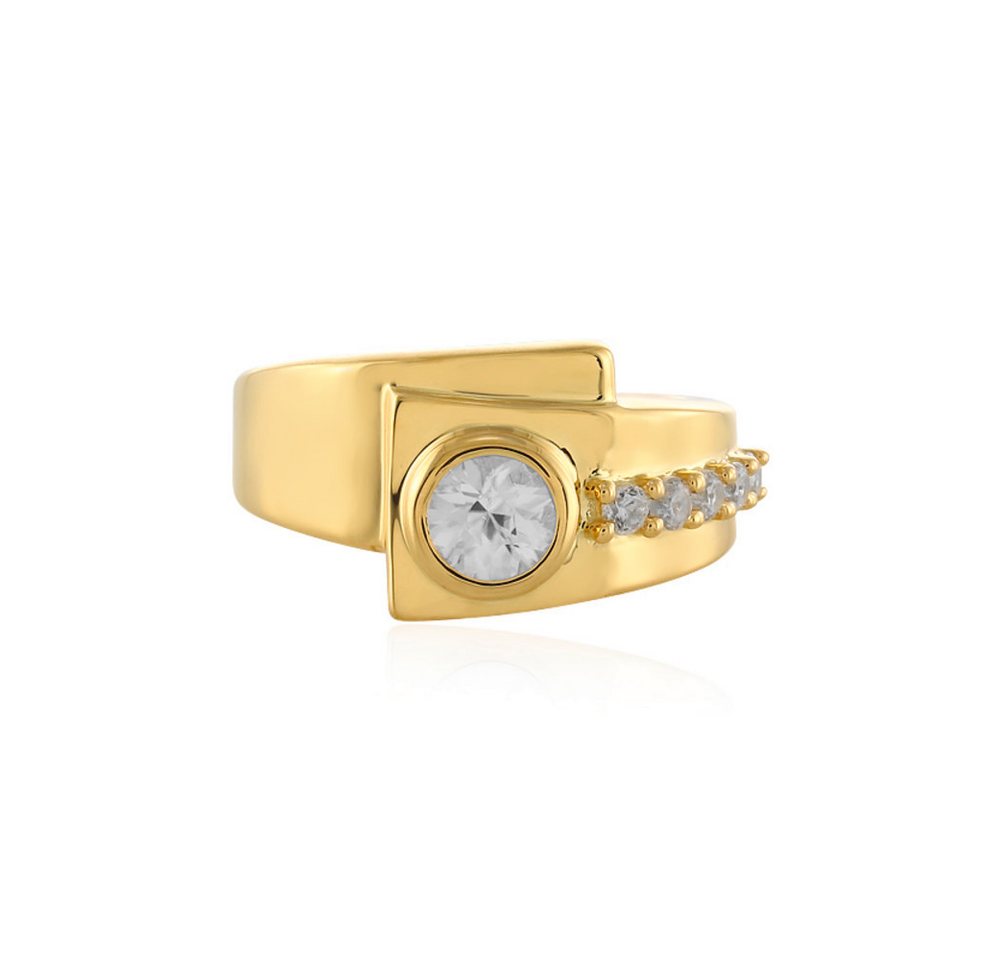 Cavill Silberring Cavill Zirkonring 0,91 ct Vergoldet 925 Silber Brillantschliff Damen (1-tlg) von Cavill