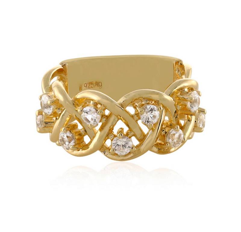 Cavill Silberring Cavill Silberring vergoldet, 0,87 ct Zirkon, filigranes Flechtmuster (1-tlg) von Cavill