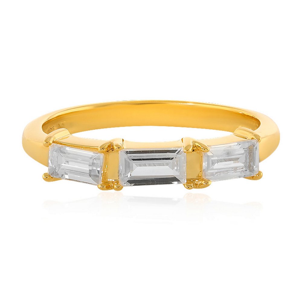 Cavill Silberring Cavill Sterlingsilberring 925 vergoldet mit 3 Zirkonen 1,20 ct (1-tlg) von Cavill