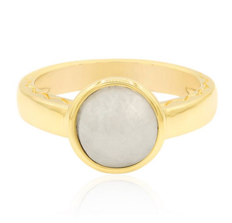 Cavill Solitärring Cavill Ring Weißer Jadeit 1,95 ct, goldplattiertes Sterlingsilber (1-tlg) von Cavill