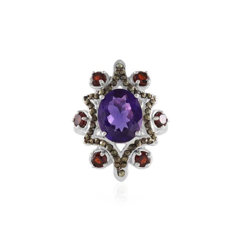 J Classics Silberring Anspruchsvoller sambischer Amethyst & Granat Silberring (1-tlg) von J Classics