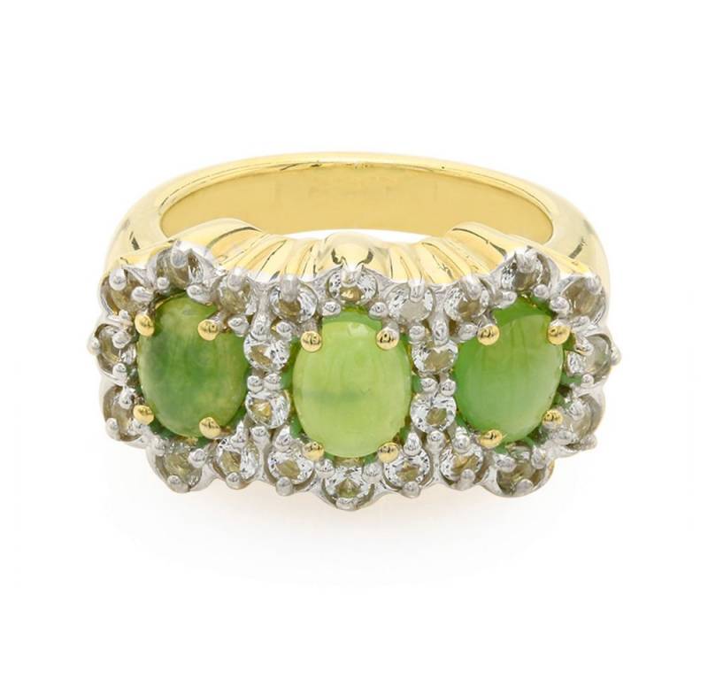 Cavill Silberring Cavill Chrysopras Ring, 2,07 ct, vergoldetes 925er Silber, Damen (1-tlg) von Cavill