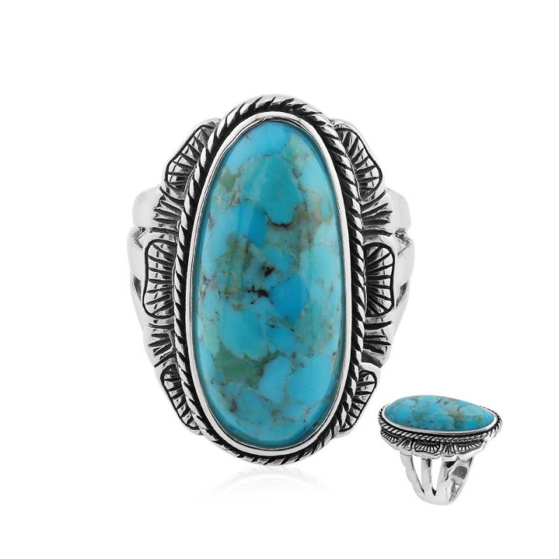 J Classics Silberring Blauer Kingman Mohave-Türkis-Silberring (Art of Nature) von J Classics