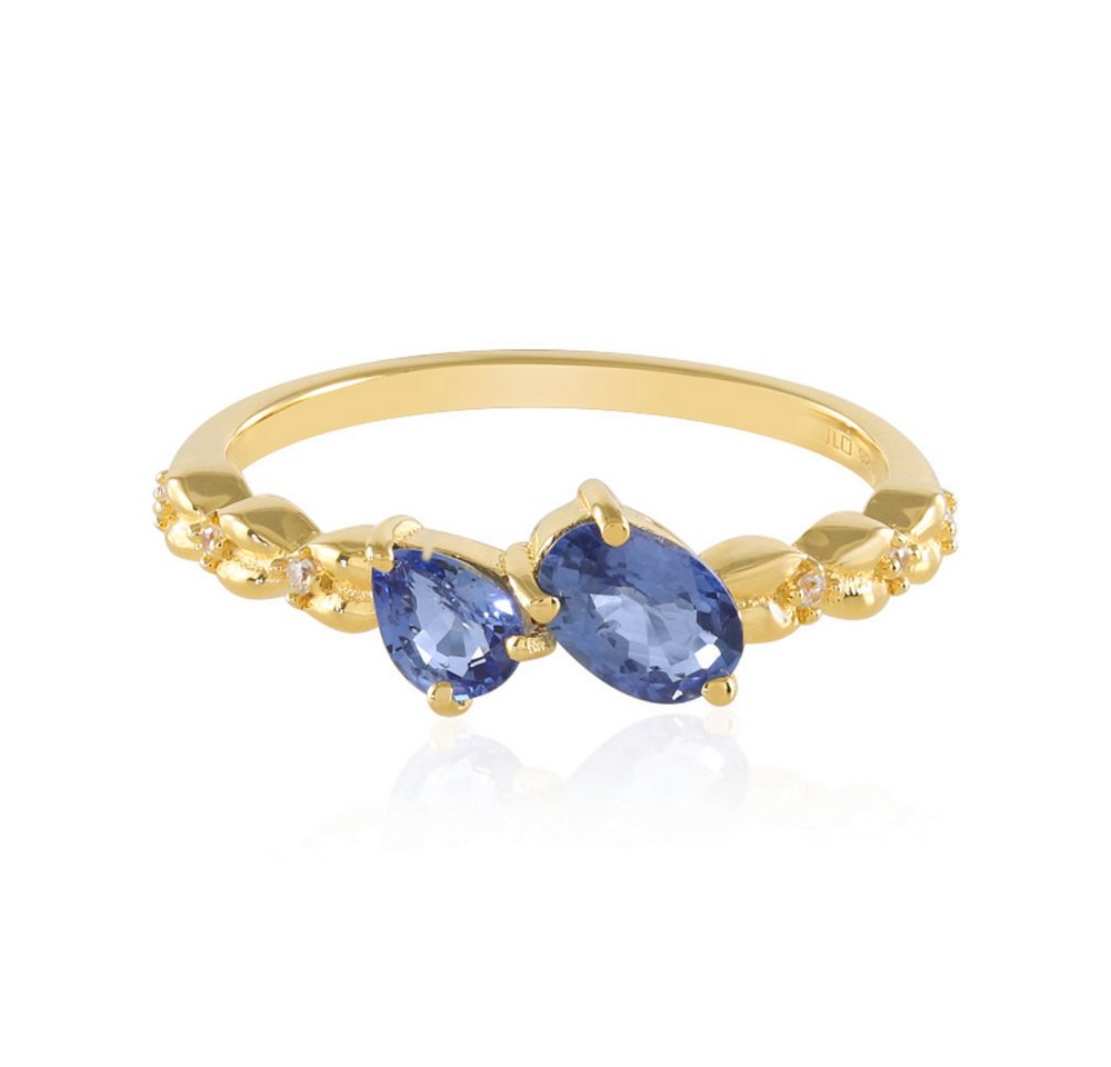 Cavill Silberring Cavill Sterlingsilberring vergoldet mit 0,86 ct blauen Saphiren (1-tlg) von Cavill